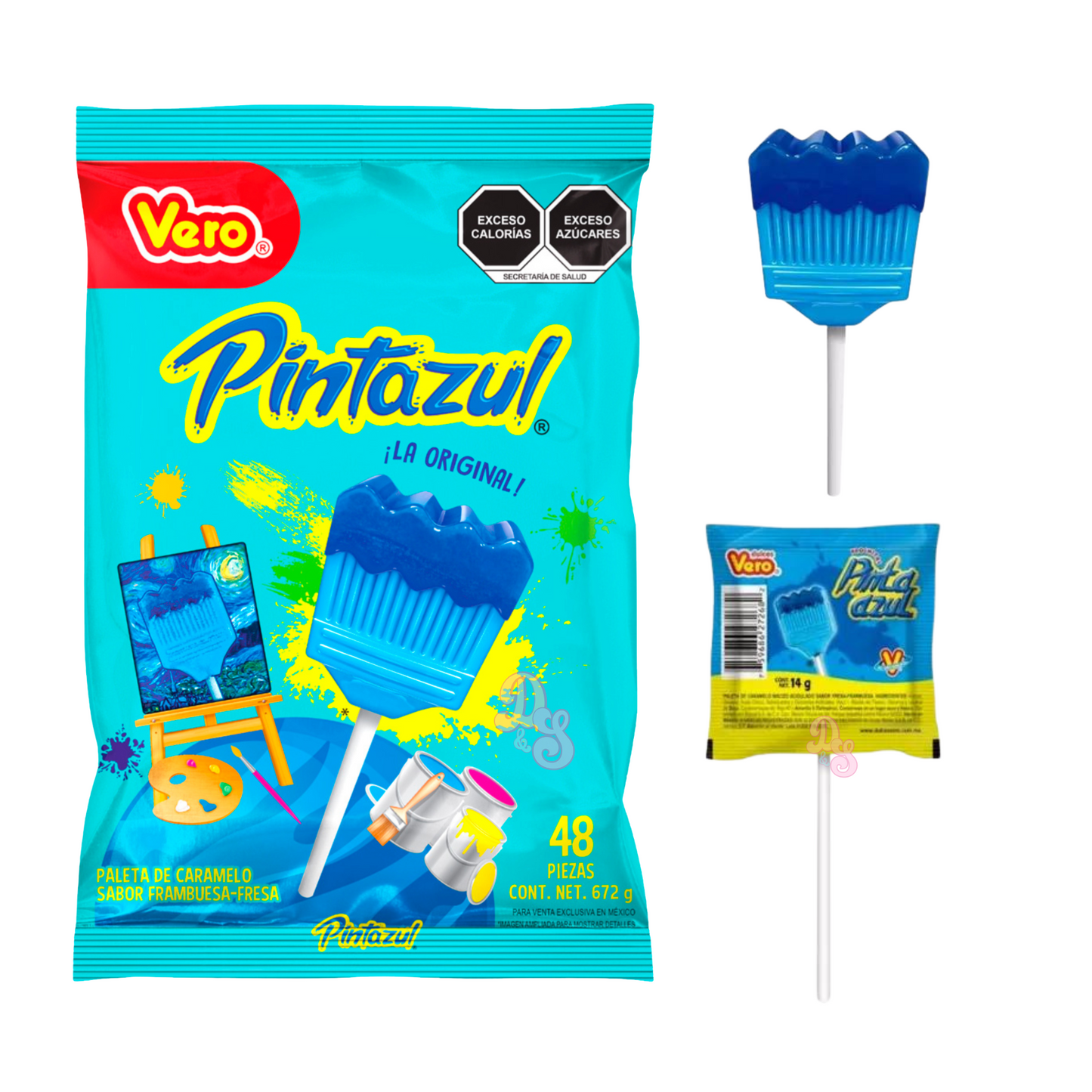 Paletas Brochas Azules (Paquete de 10)