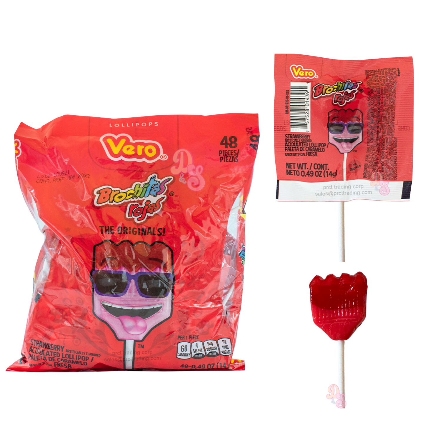 Paletas Brochas Rojas (Paquete de 4)